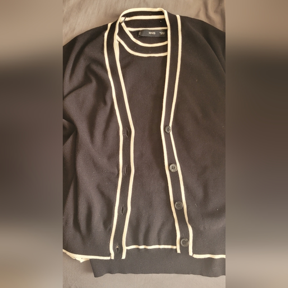 Mango Black and White Cardigan Set